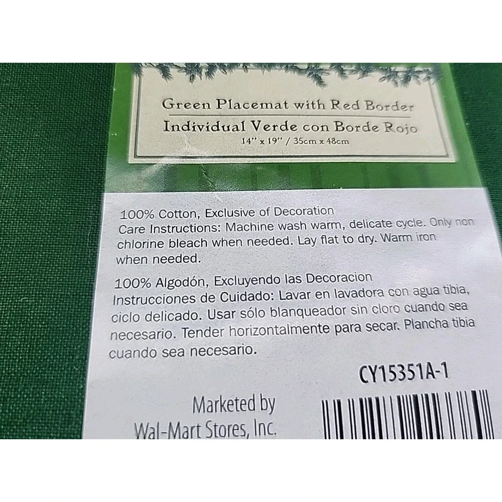 Set of 10 Christmas green Red‎ Placemat with red poinsettias 14